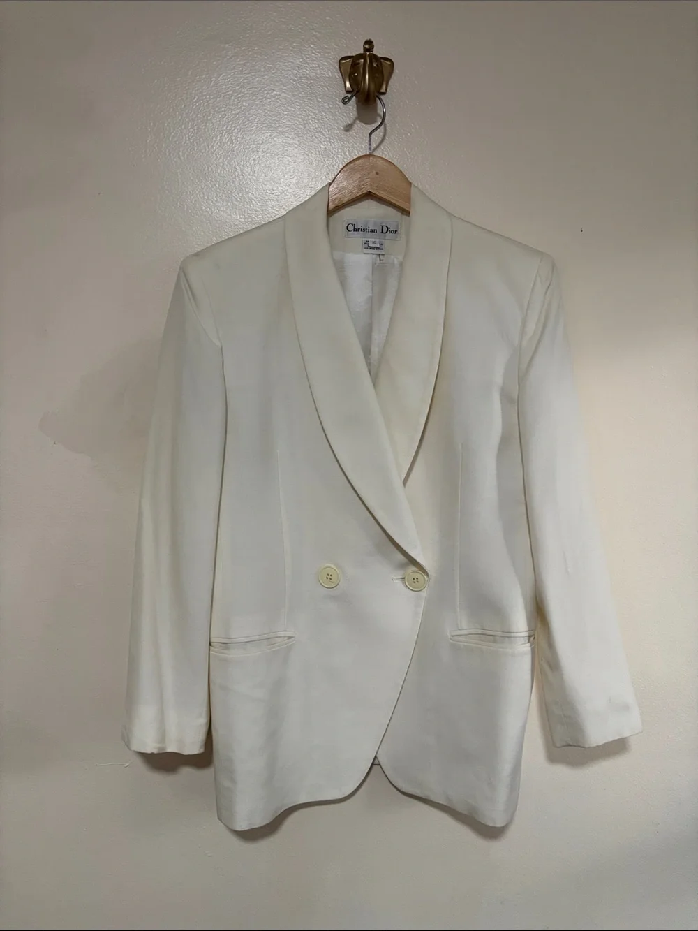 Christina Dior Vintage Ivory Double-Breasted Women’s Blazer size 10 made in USA